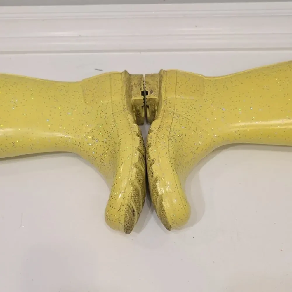 Hunter Kids Original Giant Glitter Wellington Boots Illuninating Yellow - Size 6